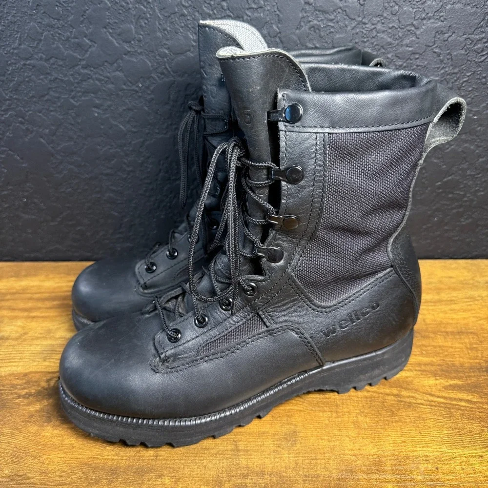 Wellco Military Combat 25190 Black Leather Nylon Tactical Boots Mens 6.5R
